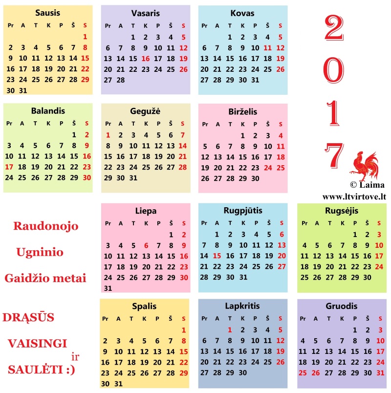 Kalendorius 2017 | 2017-ųjų metų kalendorius
