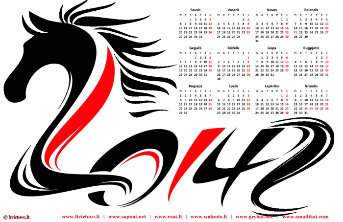 Kalendorius 2014 | Arklio metų kalendorius 2014