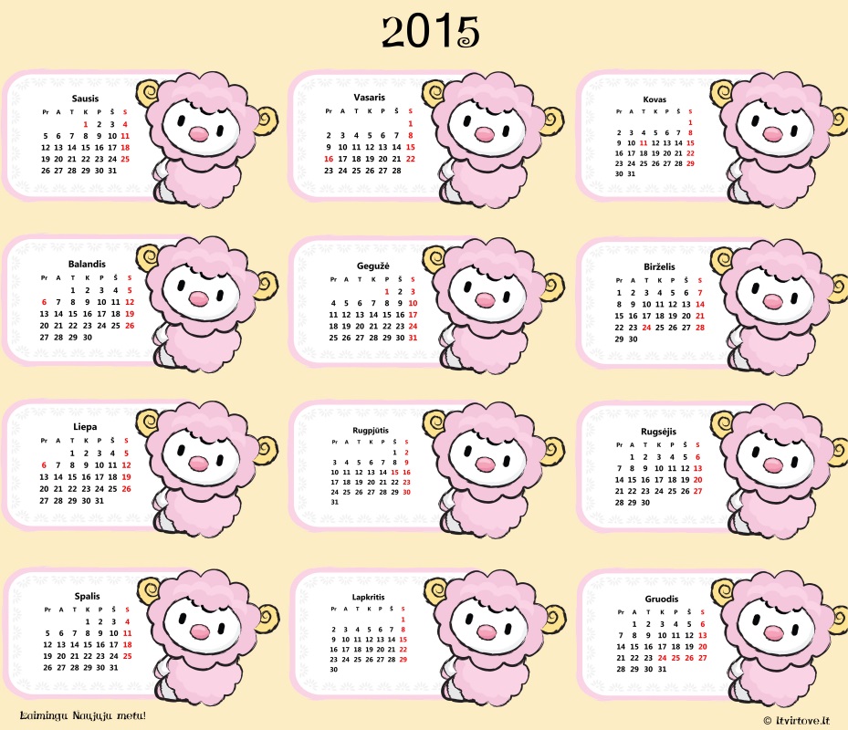 Kalendorius 2015 | 2015-ųjų metų kalendorius