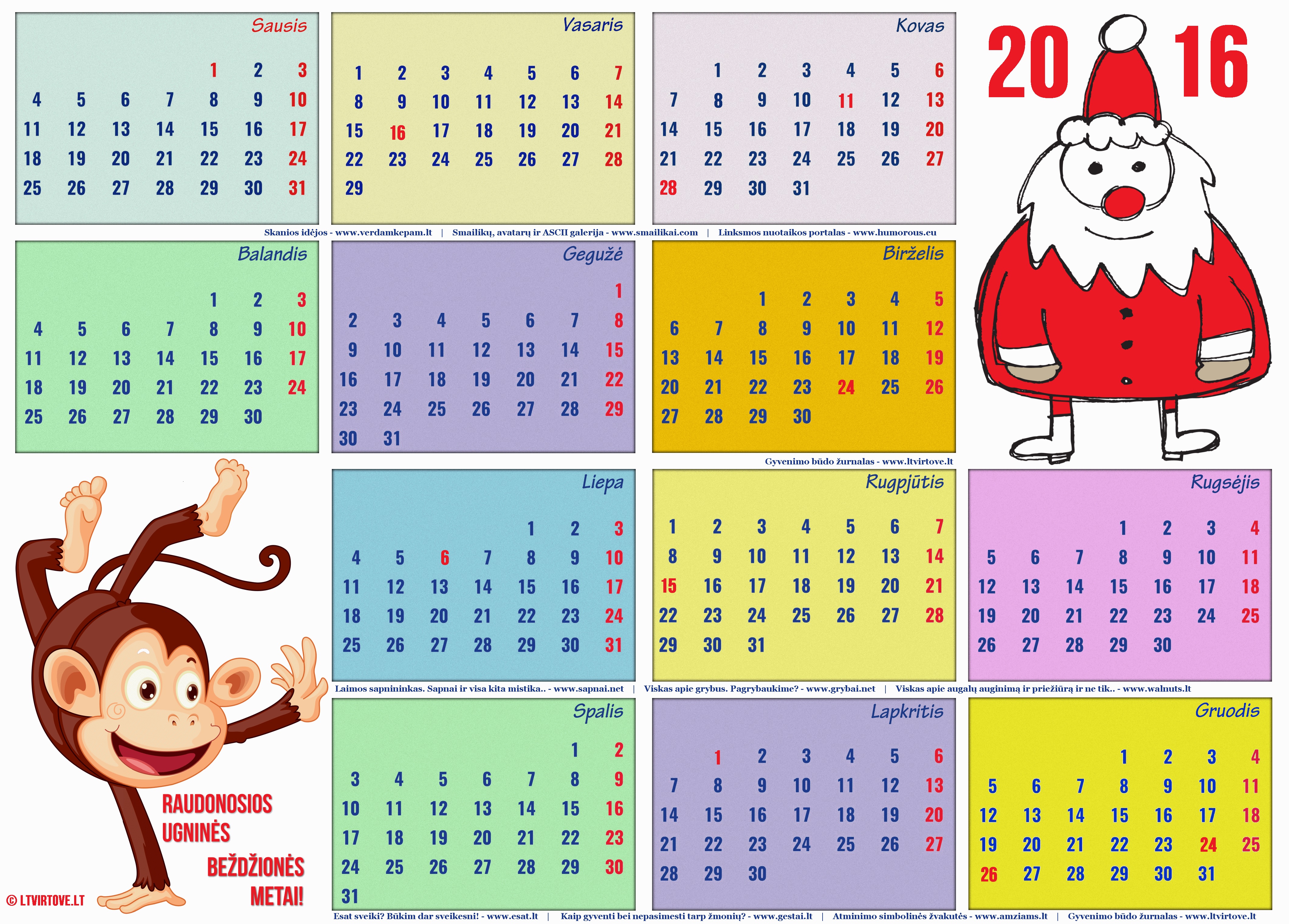 Kalendorius 2016 | 2016-ųjų metų kalendorius