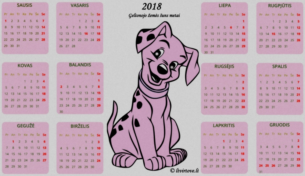 Kalendorius 2018 | 2018-ųjų metų kalendorius