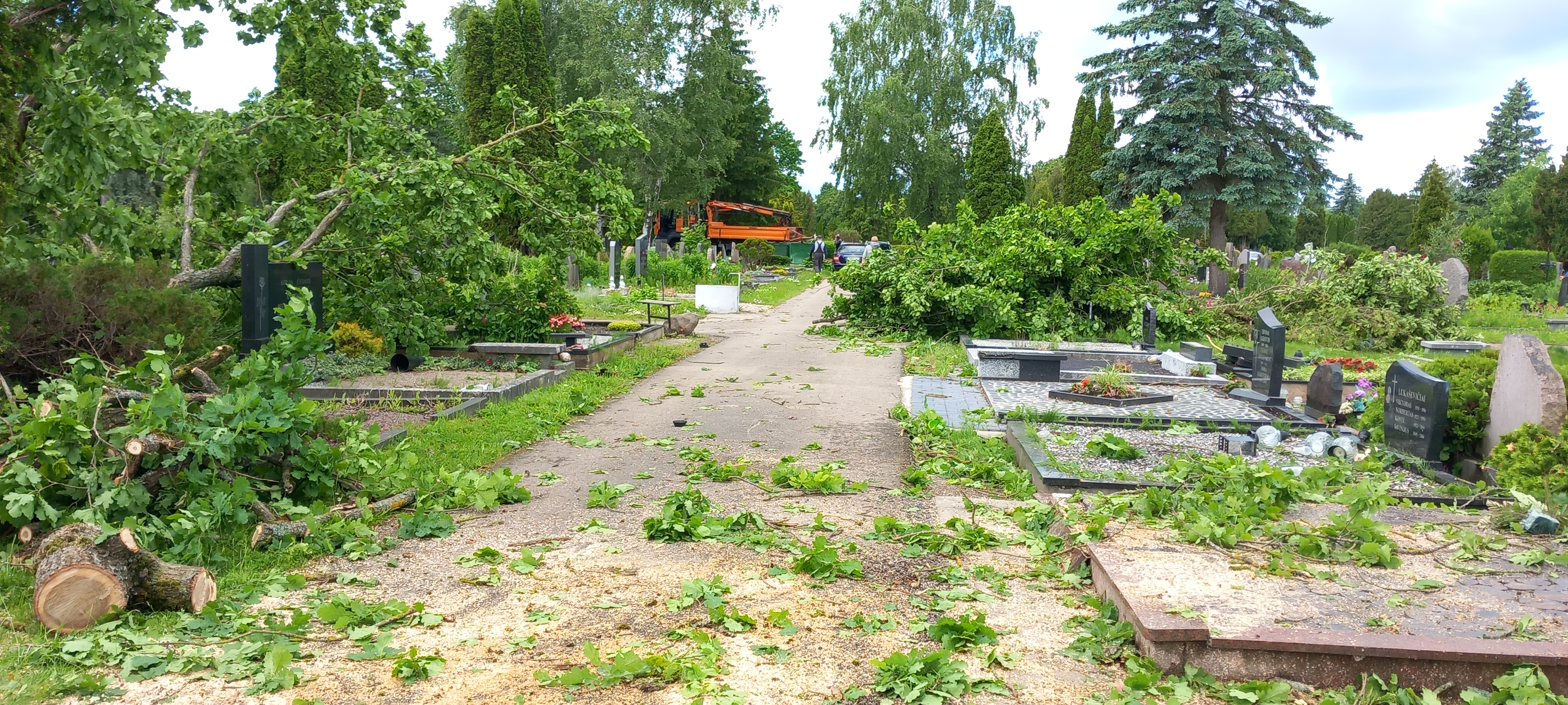 Seniavos kapinės po stiprios audros Kaune. 2026‑06‑05